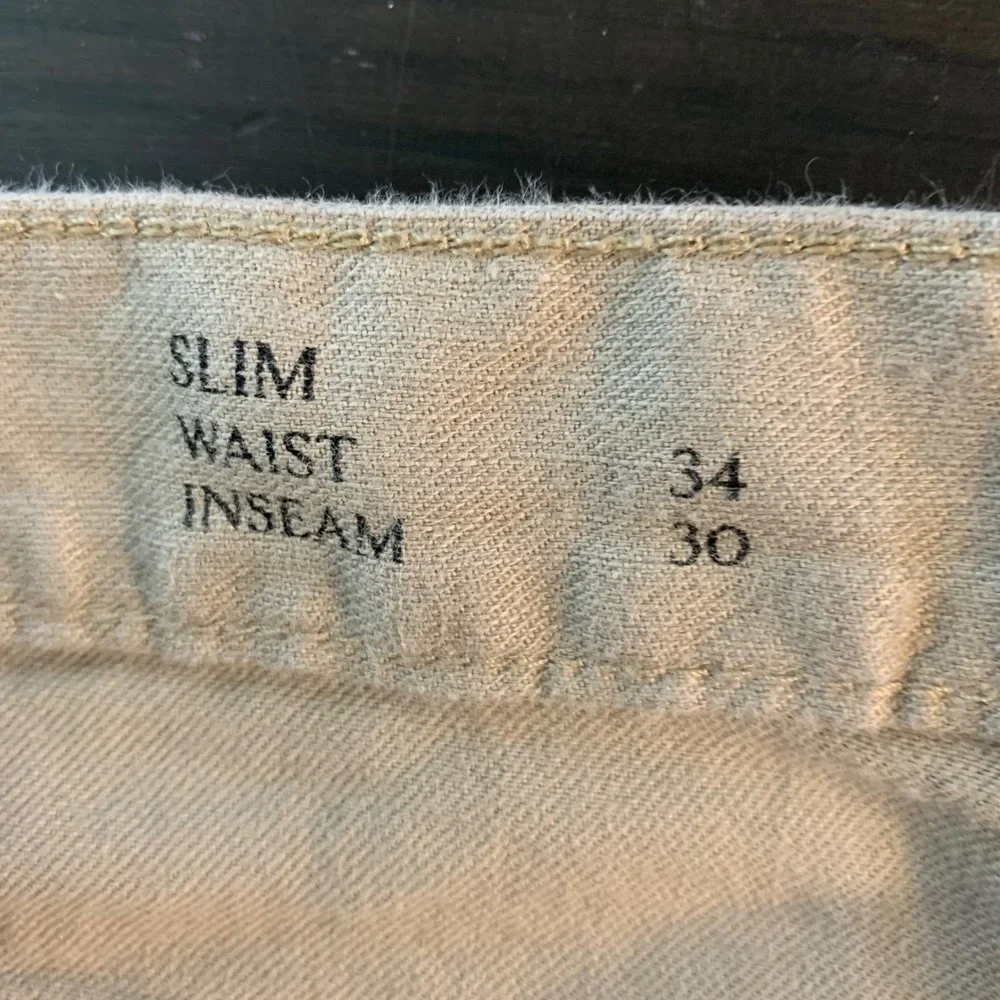 Banana Republic Mens Traveler Slim Linen Cotton Pants‎ Khaki Tan 34x30 (36x28.5)